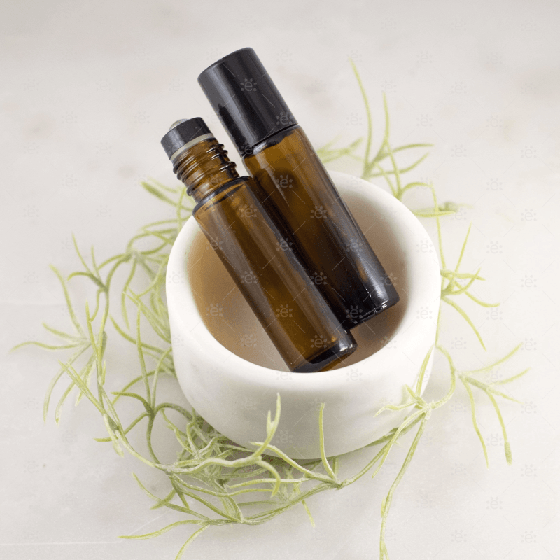 10Ml Amber Glass Roller Bottle With Black Lid & Premium Stainless Steel Rollerball