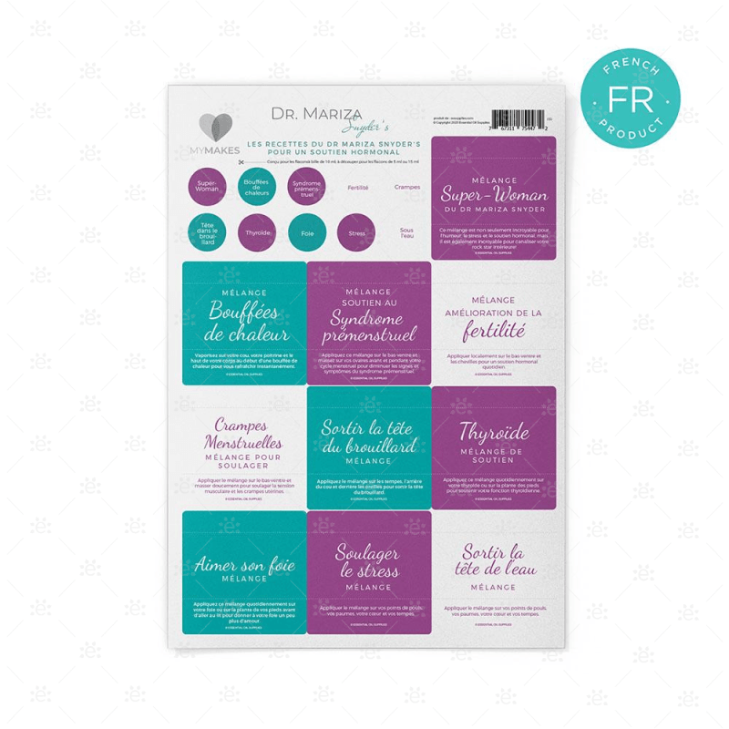 Mymakes:  Hormone Support Recipes By Dr Mariza Snyder - Label Sheet French Labels